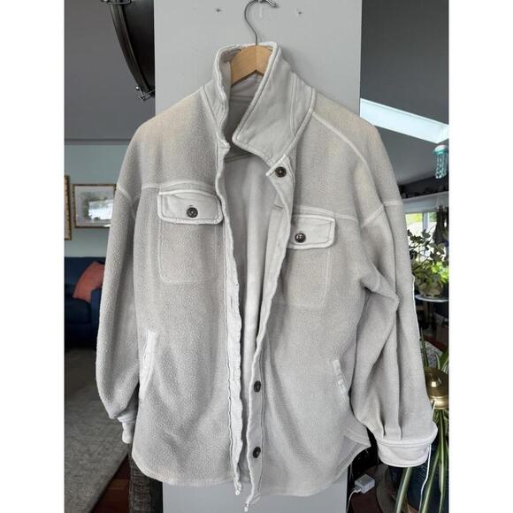 Free People Oversized XS Heavy Inspired Sherpa boho chic cozy out Cream offwhite - Picture 1 of 4